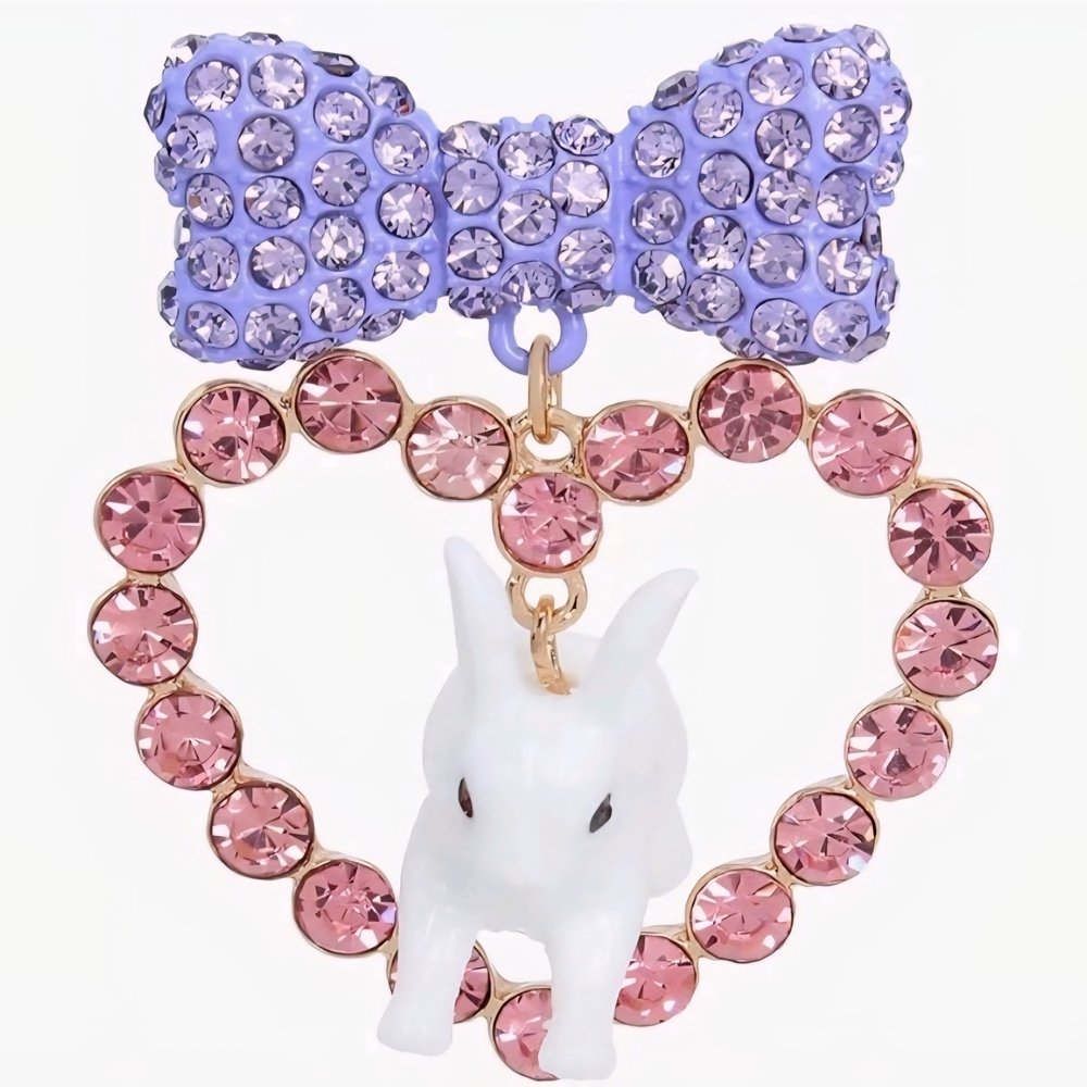 Betsey Johnson Bunny Heart Earrings New - Picture 3 of 3